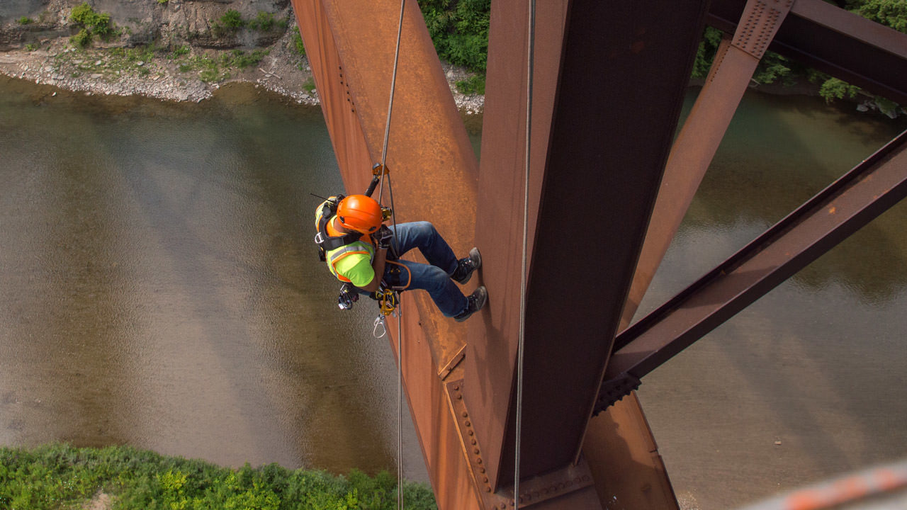 Inspection worker on bridge